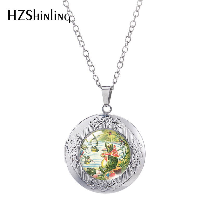 Pinturas al óleo de cuento de hadas para niña y Rana, cabujón de cristal, medallones redondos, burbuja de amor para chica, artesanales de