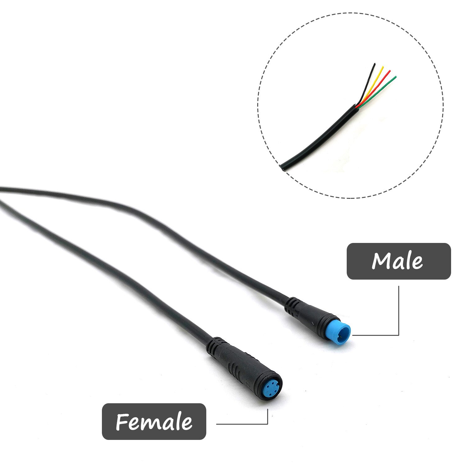 Bollfit julet kabel 2 3 4 5 stift vattentät kontakt elcykel förlängningskabel för ebike light trottle display