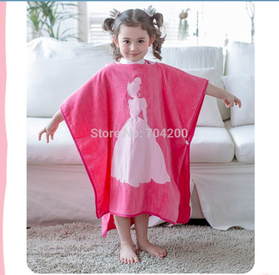 Tegneserie badehåndklæde lyserød prinsesse børne badekåbe kappe bomuld baby håndklæde badehåndklæde skåret fløjl strand håndklæde