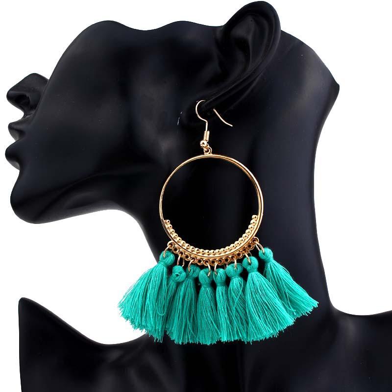 Earrings For Women Luxury Round Ball Earrings Wedding Charm Long Earringjewelry Bohemia: Green