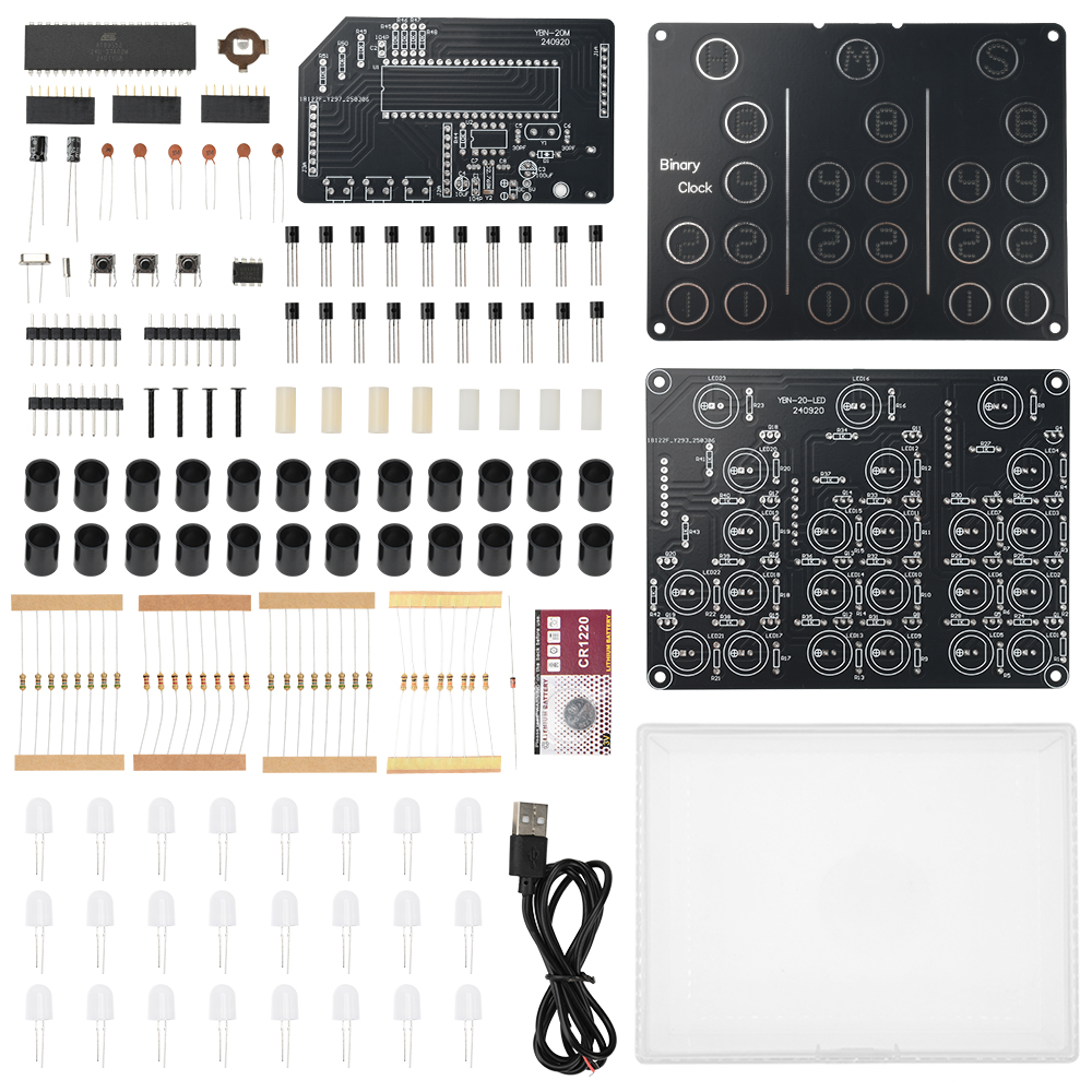 LED Display Binary Clock Electronic Clock DIY kit DC 5V Electronic Welding DIY Parts USB interface: Orange