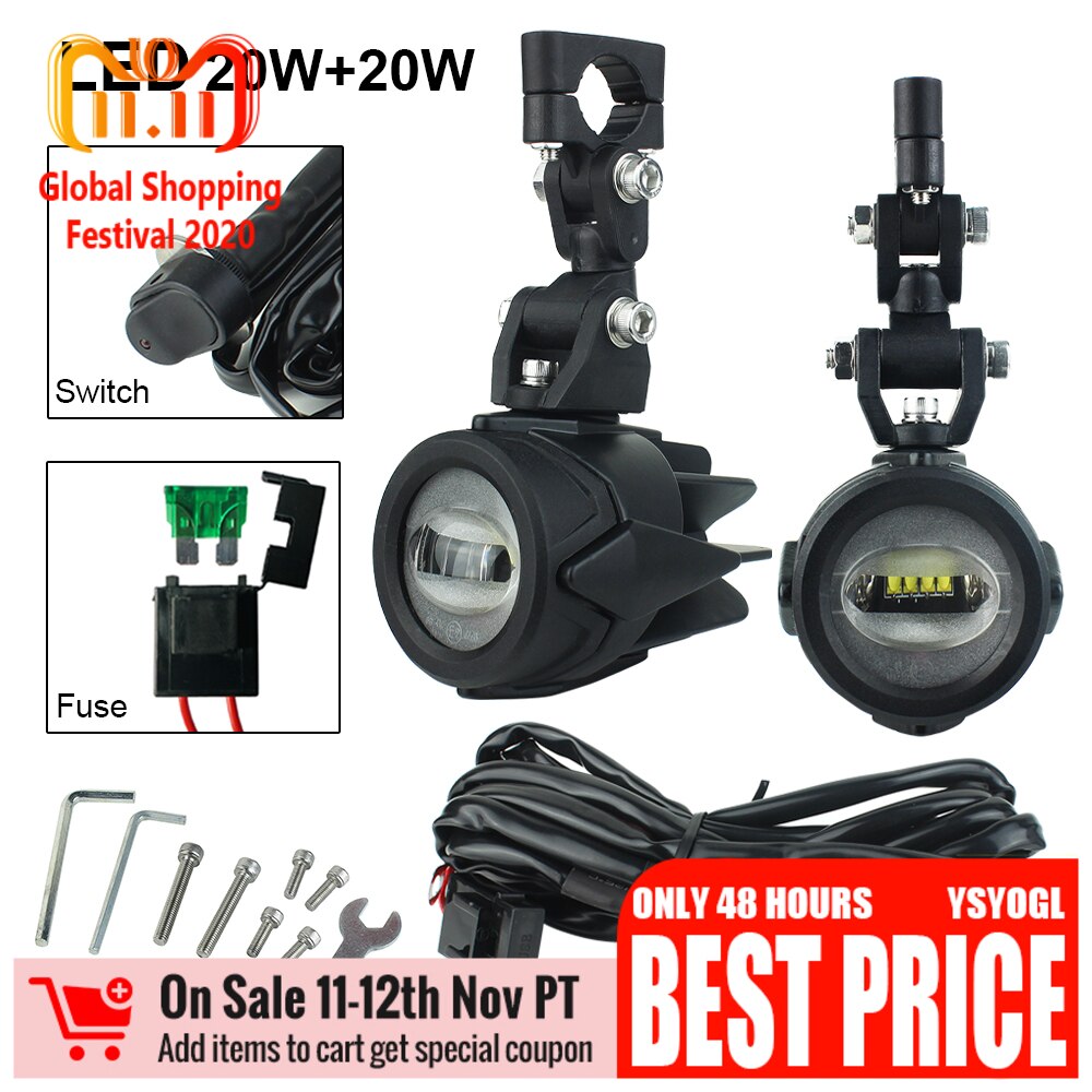 Faro LED antiniebla para motocicleta, 40W, montaje auxiliar, para BMW R1200GS, F850GS, F750GS, F 850GS, 750GS, 1250GS, GS, LC Adventure