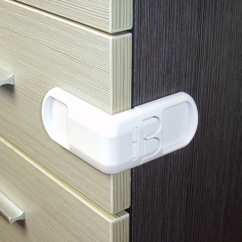 Baby Protector Lock Safety Cabinet Wardrobe Door Furniture Drawer Locks Double Buckle Multi-Function Right Angle Locks 5Pcs/lot