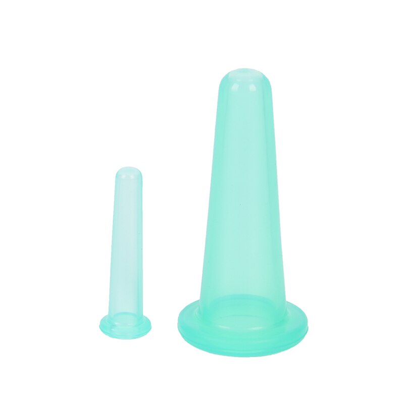 2Pcs Vacuüm Cupping Gezondheidszorg Cup Anti Cellulitis Vacuüm Massage Nek Gezicht Terug Massager Cupping Mini Maat: green