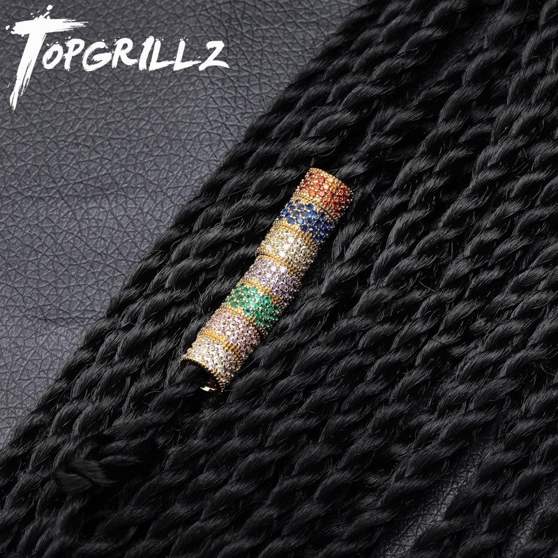 TOPGRILLZ Neueste 7 stücke Hüfte Hop Haar Braid Ringe Haar Loops Clips DIY Haar Zubehör Farbe Silber Farbe Für Männer frauen Schmuck