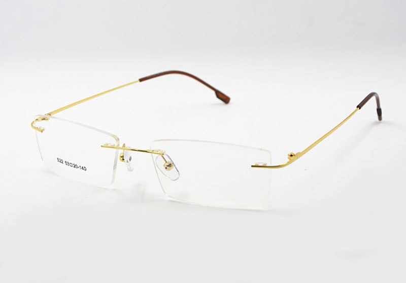 Titanium geheugen flexibel randloos montuur bril optische bril op sterkte bril voor dames en heren montuurvorm op maat: Gouden