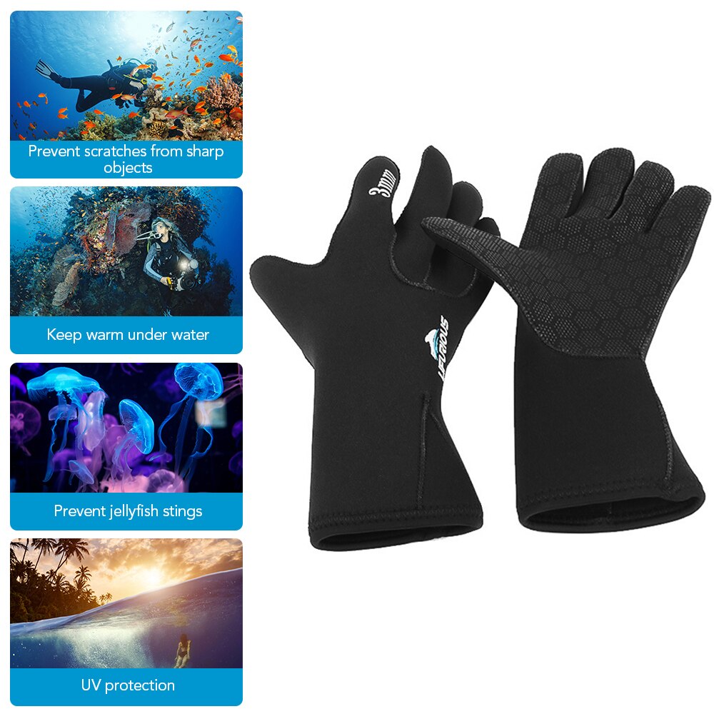 Scuba Diving Gloves Women Men 3MM Neoprene Snorkeling Gloves Underwater Diving Mitten for Swimming Surfing Sailing Kayaking