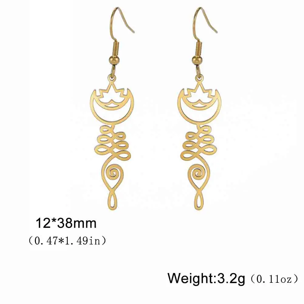 Skyrim Unalome Pendientes colgantes de flor de loto de acero inoxidable, colgante de budismo de Yoga, pendiente de gota, joyería espiritual, para mujeres: Deep Purple