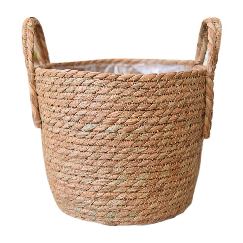 Handwoven Mand Hand Plant Mand Geweven Stro Mand Desktop Opbergmanden Voor Bloempot Vloer Indoor Plant Woondecoratie