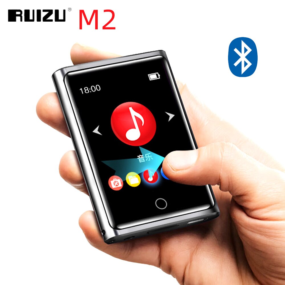 Reproductor de MP3 Bluetooth RUIZU M2 pantalla táctil completa 8GB 16GB reproductor de música de Audio portátil con grabación de Radio FM reproductor de vídeo E-book