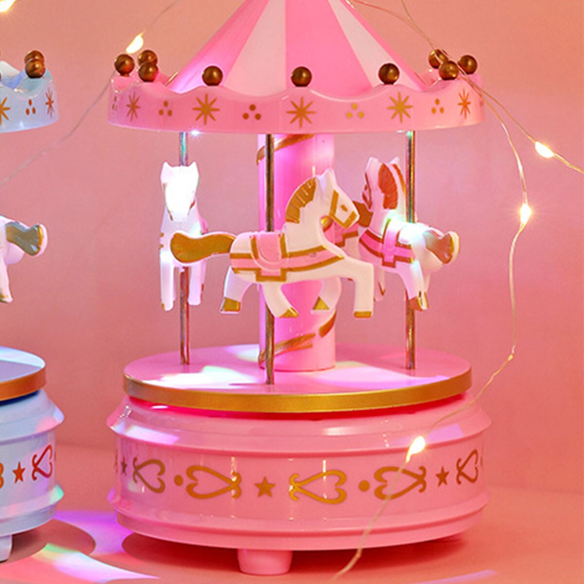 Carrousel Muziekdoos Met Licht Merry-Go-Round Muziek Dozen Geometrische Muziek Babykamer Decoratie Kerst Bruiloft Verjaardag