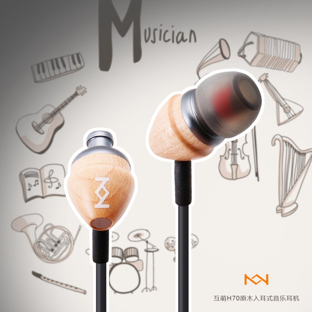 In-ear-kopfhörer aus holz mit kabel, super-bass-headset mit mikrofon, musikkopfhörer, metall-ohrhörer für android- und ios-handys