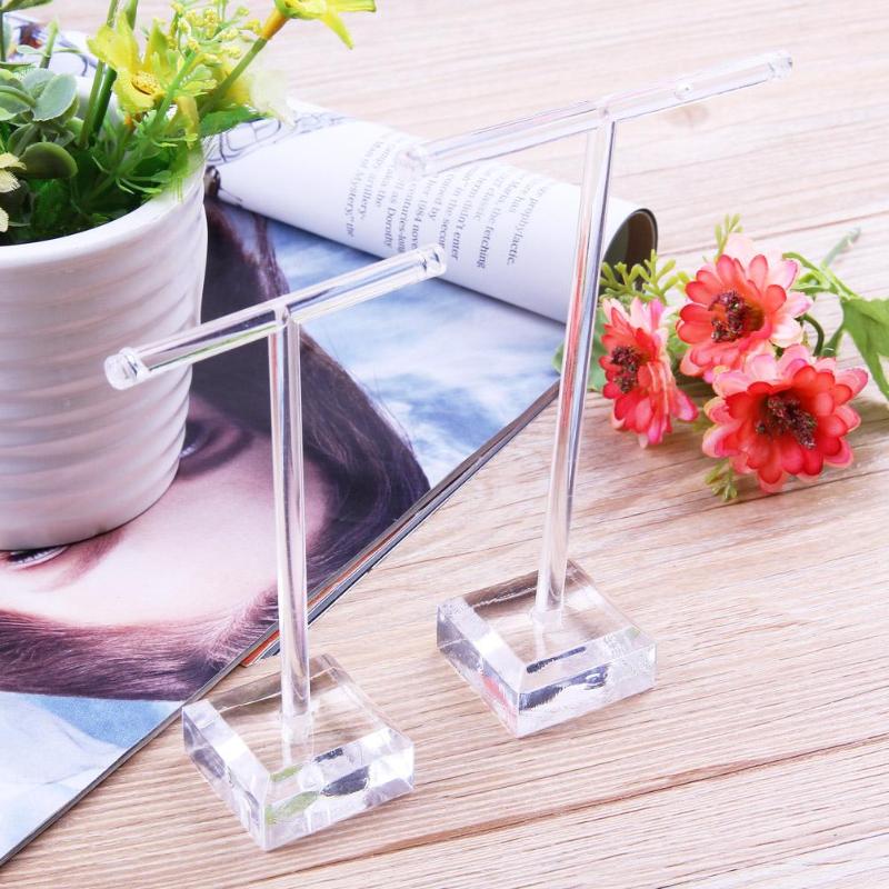 2pcs Glass Earrings Jewelry Display Organizer T Bar Stand Holder Storage Hanger Showcase Rack Organizer Glass Jewelry Organizer