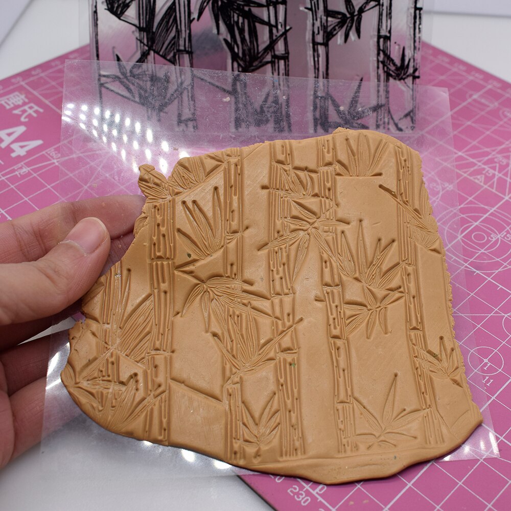 Polymer Clay Stamp Bamboo Pattern Texture Sheets Craft Kits DIY Impressive Model Emboss Mat Pottery Tools Art Supplies