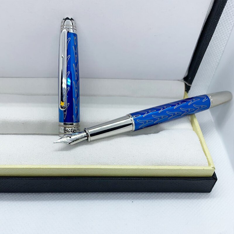 Wahaha donkerblauw lichtblauw kleine vos vulpennen handtekening balpen inkt: Wit