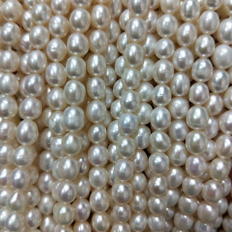 Freshwater Seed Pearl Strand White 4mm Small Rice Pearls: Default Title