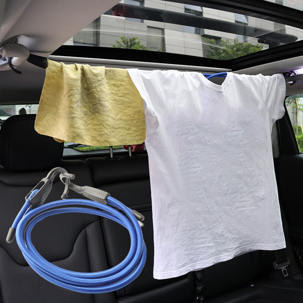 Cuerda de goma para equipaje al aire libre, tendedero portátil resistente al desgaste, accesorios duraderos para coche, viaje con gancho