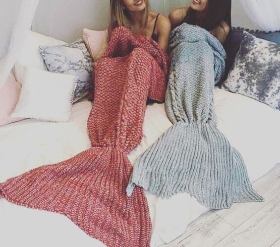 Cammitever Gebreide Mermaid Tail Deken Volwassen/Kind/Baby Mermaid Deken Breien Cashmere-Achtige Tv Sofa Deken