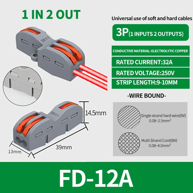 1 In Multiple Out Push-in Electrical Wire Connector Terminal Block Universal Fast Wiring Cable Connectors For Cable Connection