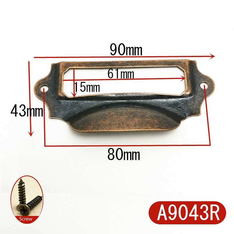 5 Stks/partij Antiek Messing Brons Metalen Label Pull Frame Handvat Bestand Naam Kaarthouder Voor Meubels Kast Lade Doos case Bin: A9043R