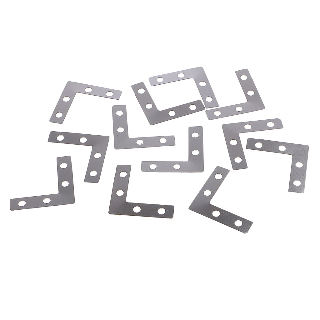 Set Of 100 Metal Flat Connectors L Shape Perforated Plate Fastening Wood Connector