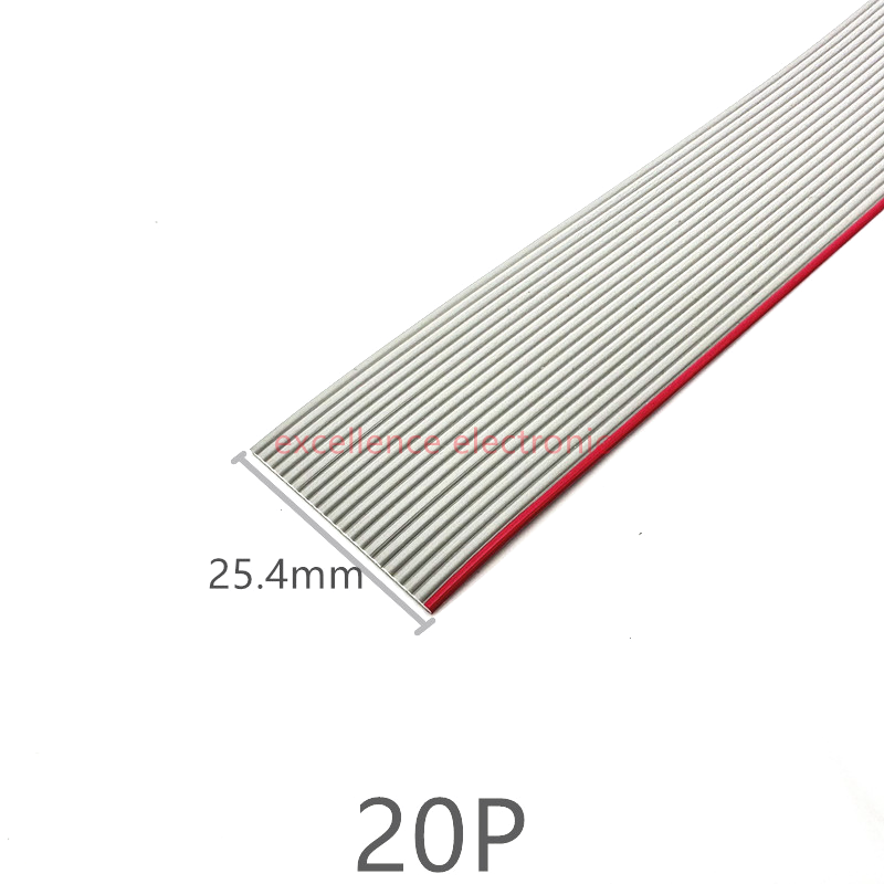 1/2/5/10Meter 6P/8/10/14/16/20/26/30/34/40/50/60 Pin 1.27Mm Pitch Grijze Platte Lintkabel 28 Awg draad Voor 2.54Mm Fc Idc Connector: Goud / 5-9 Stks