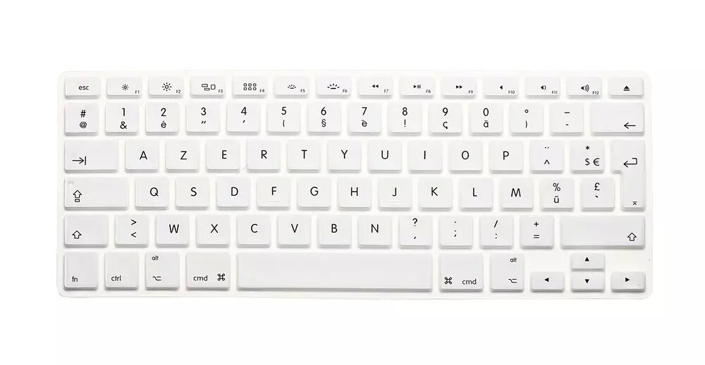 Silicone French Keyboard Cover For Macbook Air Pro Retina 13 15 17 Protector for Mac book keyboard France EU Euro AZERTY: Silver