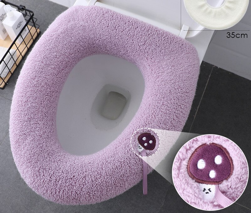 Winter Large Universal Keep Warm Waterproof Soft Toilet Mat Washable Thicken Bathroom Supplies Toilet Seat Cover Accessories: C