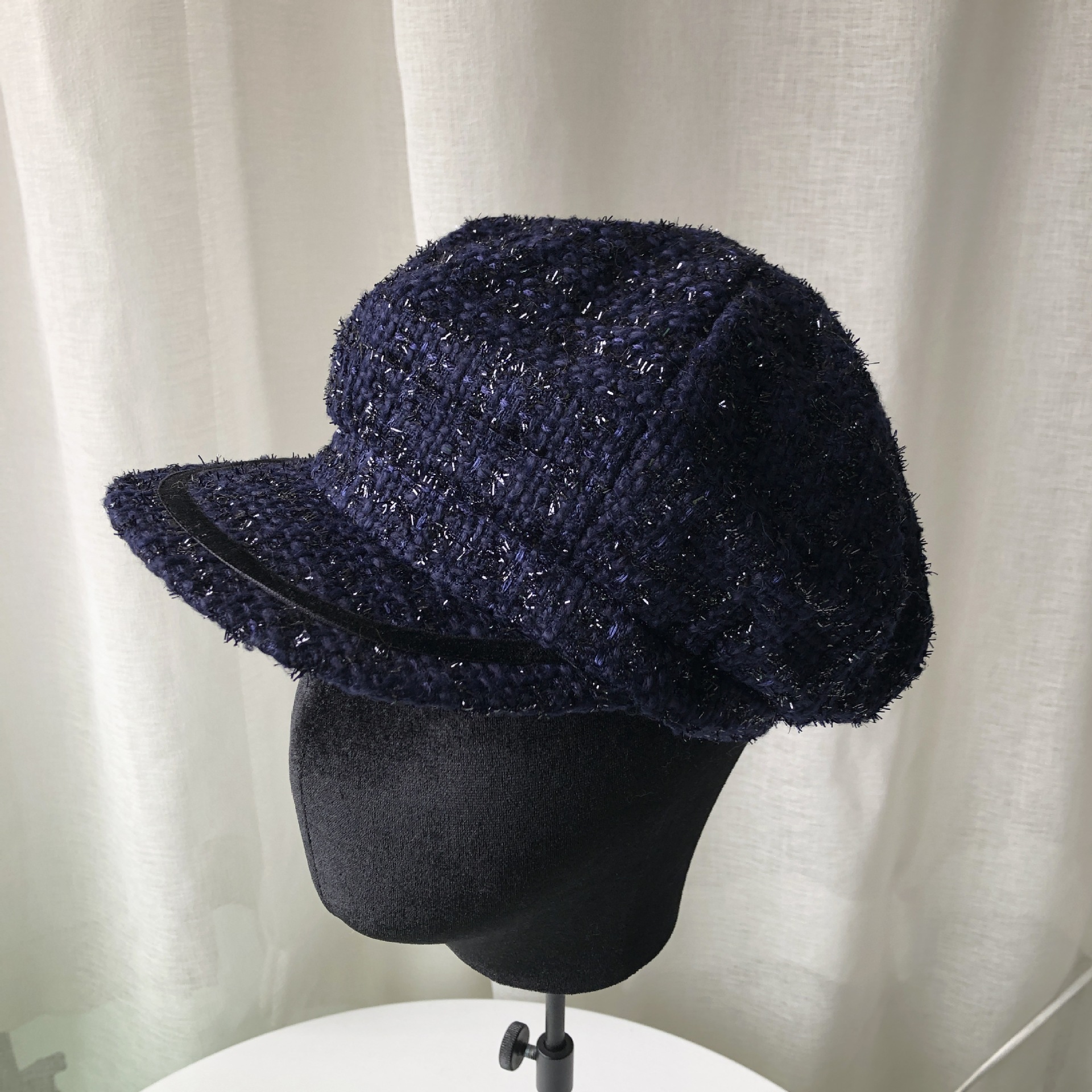 USPOP Neue frühling Kappen frauen Hand gemacht Tweed achteckige hüte weibliche achteckige kappe zeitungs kappen Hütte: Blau