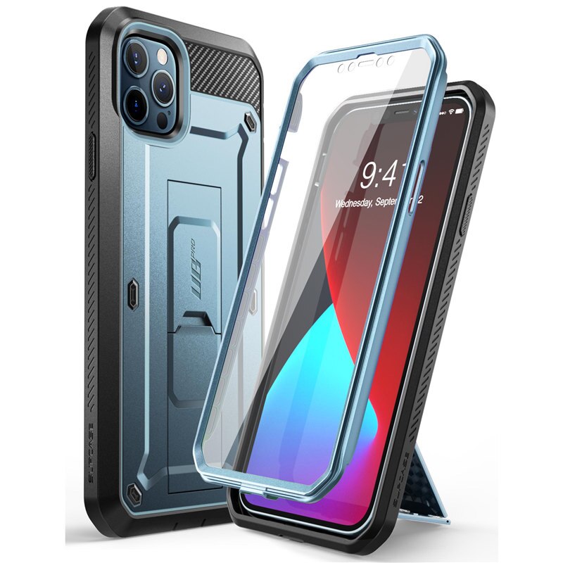 Supcase Voor Iphone 12 Pro Max Case 6.7 &quot;) ub Pro Full-Body Robuuste Holster Cover Met Ingebouwde Screen Protector &amp; Kickstand: Cerulean