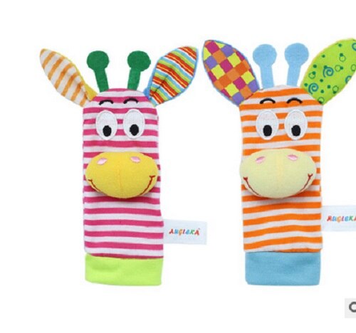 Baby Baby Cartoon Dier Zachte Rammelaars Polsband Handbells Hand Foot Finders Sokken Developmental Toy: D