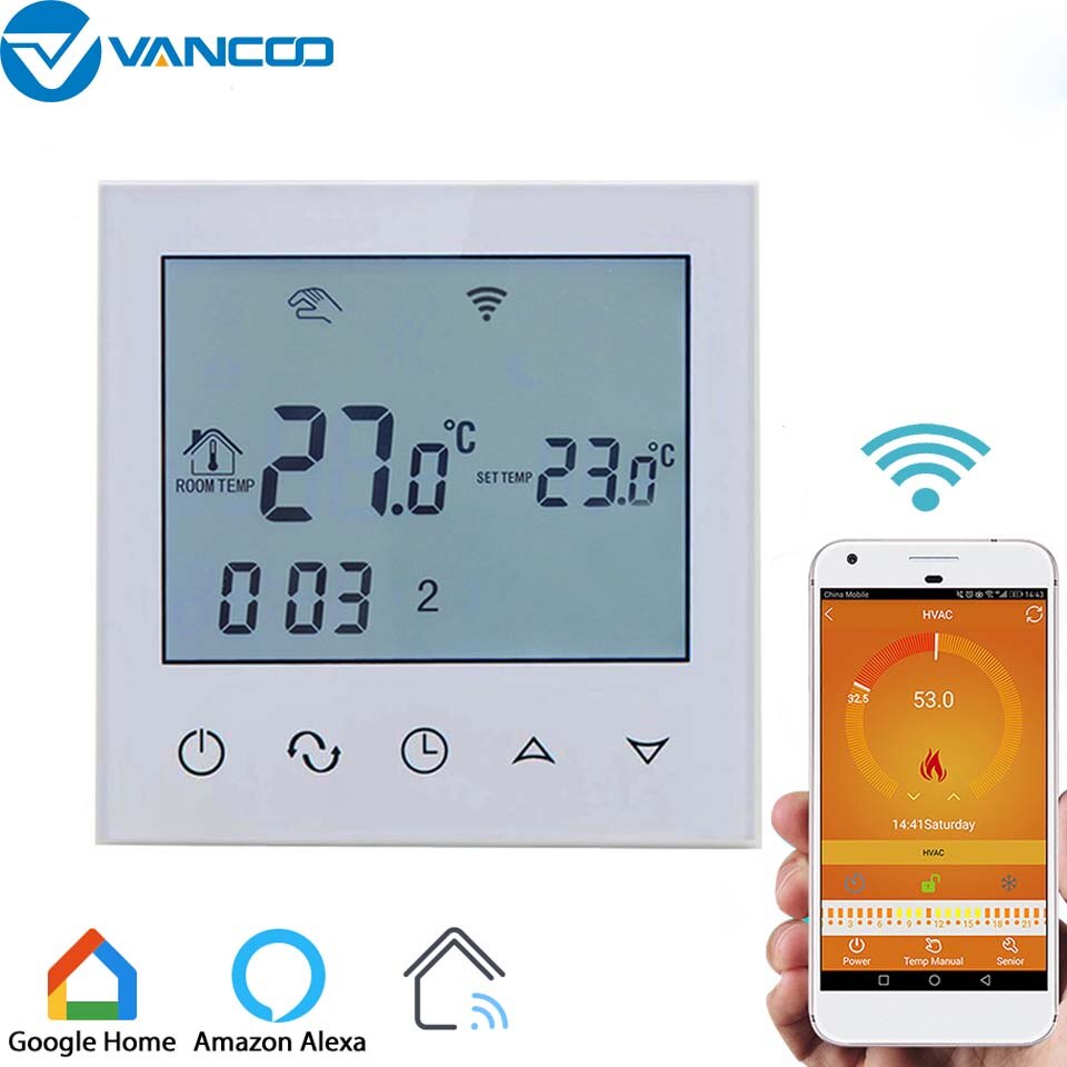 Vancoo Smart Water Heating Thermostat 220V WIFI Temperature Controller and Hub Controller Central Control Unit Floor Heating: TDS21WIFI-WP-WW
