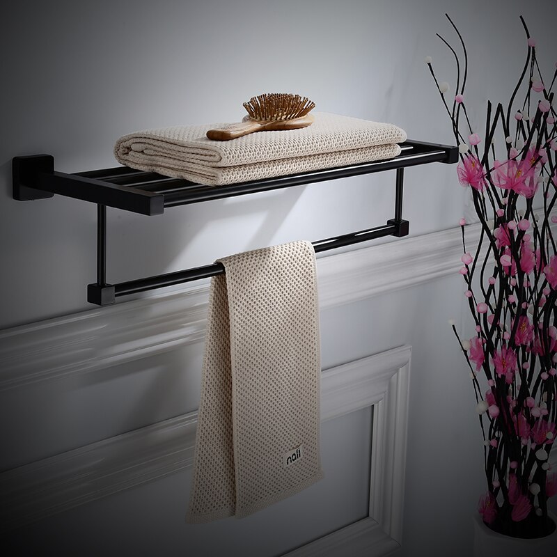 Badkamer Hardware Hanger Set Zwarte Handdoek Ring Badkamer Rvs Antieke Handdoekenrek Haar Droog Houder Badkamer Accessoires: towel rack
