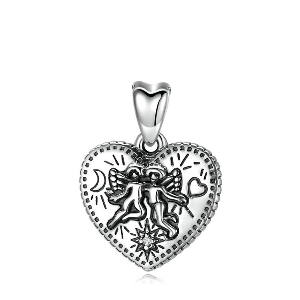 Eudora 925 Silver Love god Cupid angel Pendant Necklace Solid Silver Heart Love Necklaces Fine Jewelry for Lover wife D462: only pendant