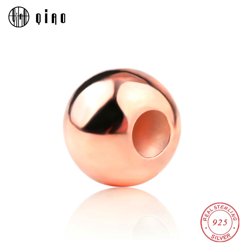 2-6 MILLIMETRI In Oro Rosa di colore 925 sterling silver beads tondo liscio soild argento dei branelli dei monili per Monili che fanno accessori FAI DA TE