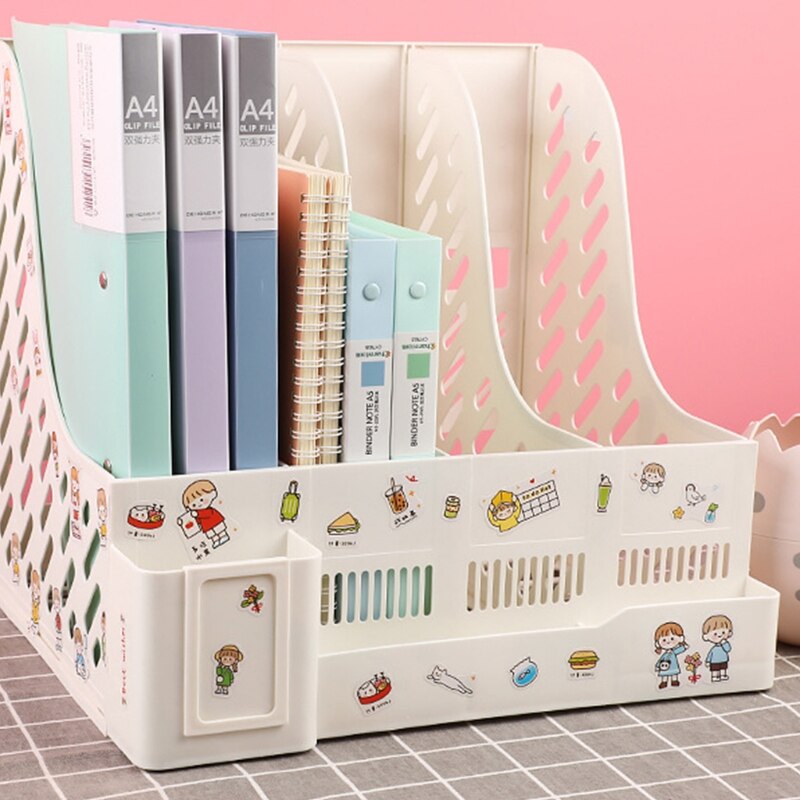 Multi-purpose 4-layer Document Holder Lable Window Pen Holder File Storage Case Vertical Placement for Desk