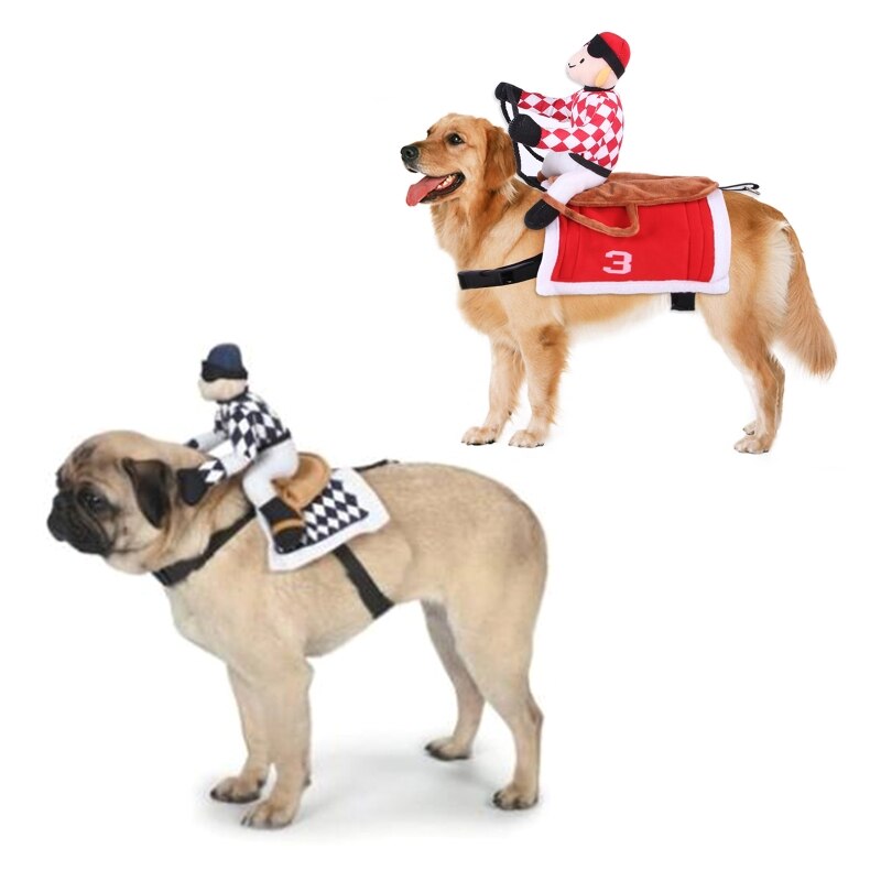 Sjov kæledyr ridning hest kostume hund rytter tøj halloween chrismas sød jakkesæt  t8we