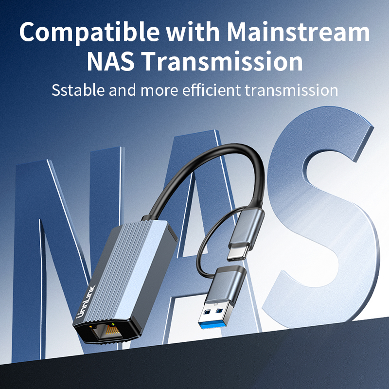 Unnlink 2.5G Ethernet Adapter 2500Mbps USB 3.0 & Type C to Rj45 Network Card for Laptop PC NAS Server Windows Mac OS Internet