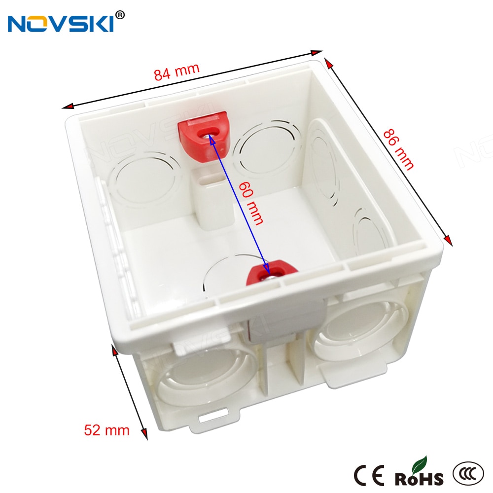 NOVSKI Dark Box Adjustable Internal Cassette Junction Back Box For 86mm Type Wall Switch and Socket