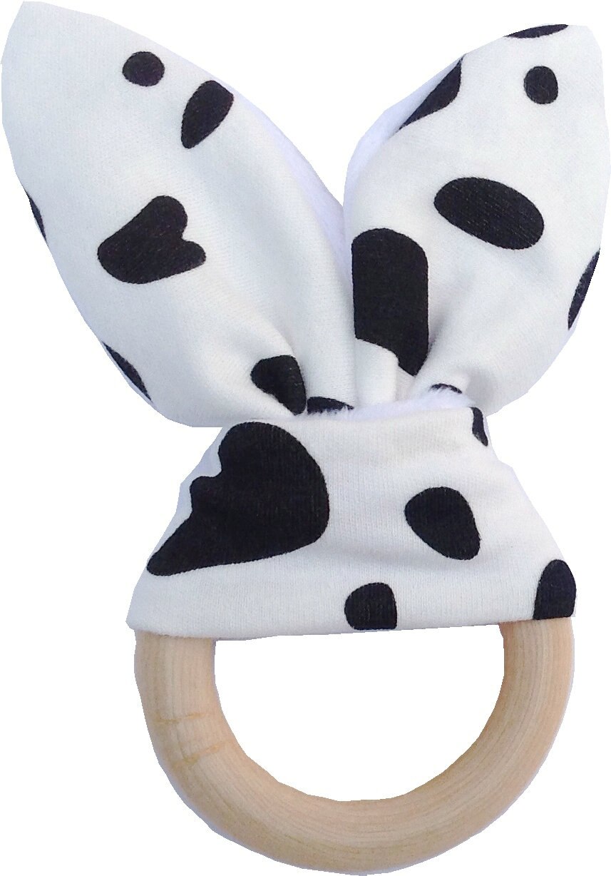 70mm Houten Natuurlijke Bunny Zintuiglijke Baby Tandjes Ringen Met Stof Baby Bijtring Speelgoed Voor Oral Care Dental Care Voor pasgeboren Baby