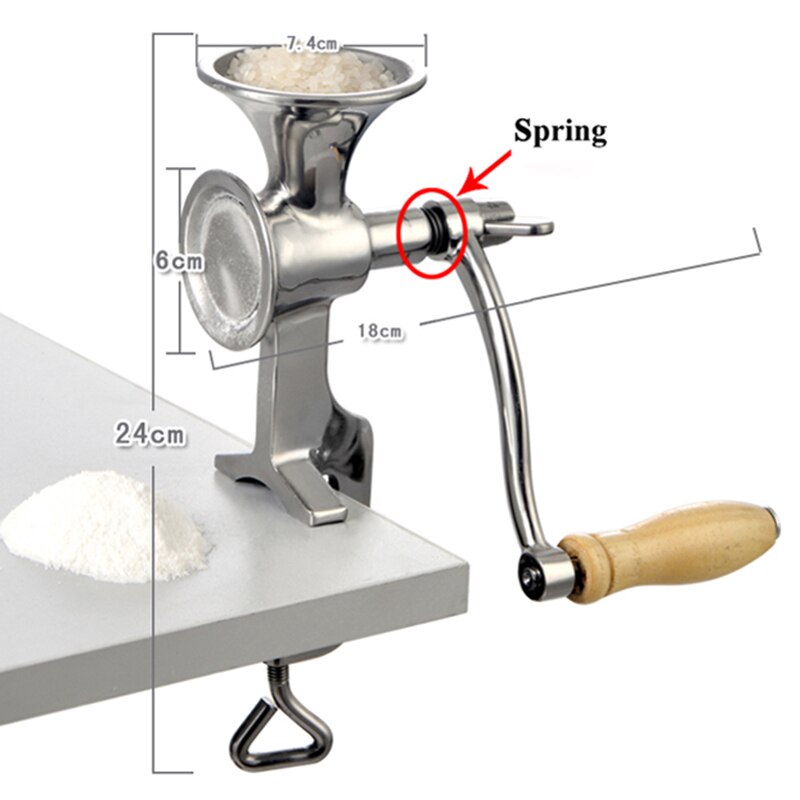 Moulin à grains manuel en acier inoxydable, ustensile de cuisine classique, moulin à noix et à épices manuel