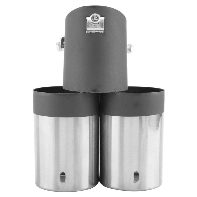 Universal Dual-Tube Car Tail Pipe, Two Black and White Car Tailpipes, Stainless Steel Exhaust Pipe