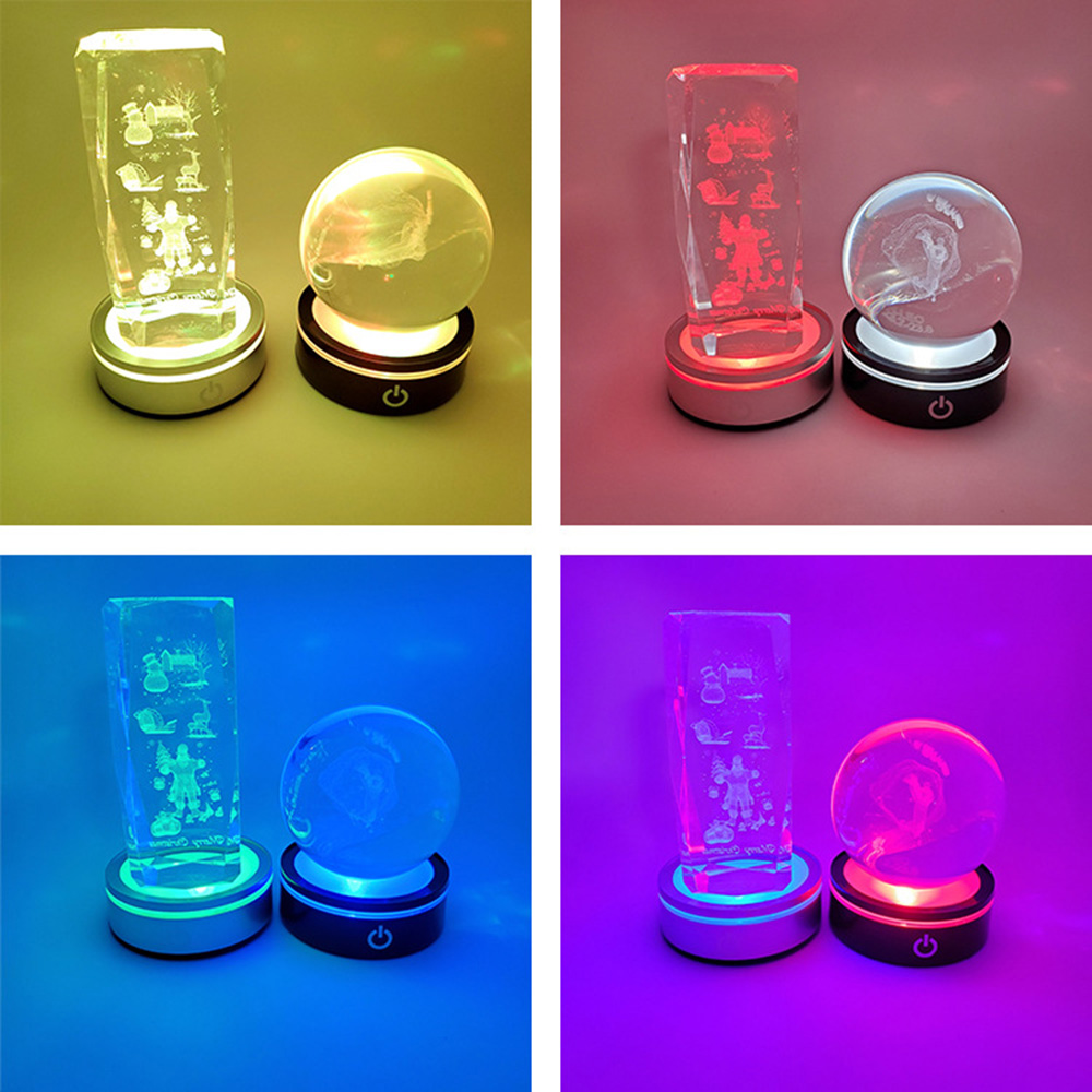Led Light Base Kleurrijke Ronde Show Stand Display Basisplaat Voor 3d Crystal Glass Art Crystal Display Base Stand