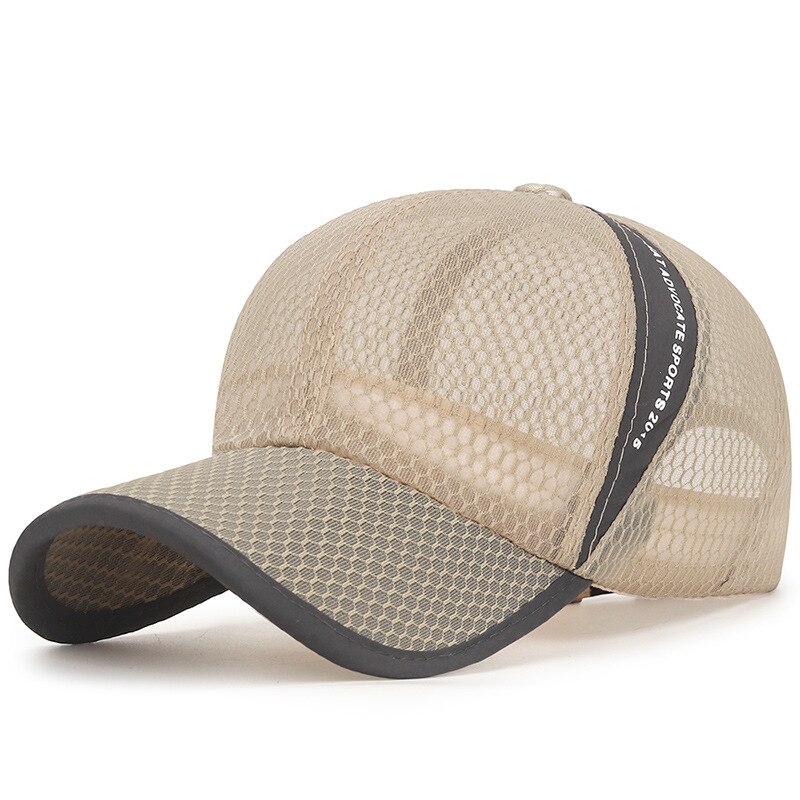 2022 neue männer Mesh Baseball Cap Atmungsaktiv Sommer Caps Papa Hut Outdoor Angeln Hüte Knochen Gorras Hysterese Trucker Cap: Beige