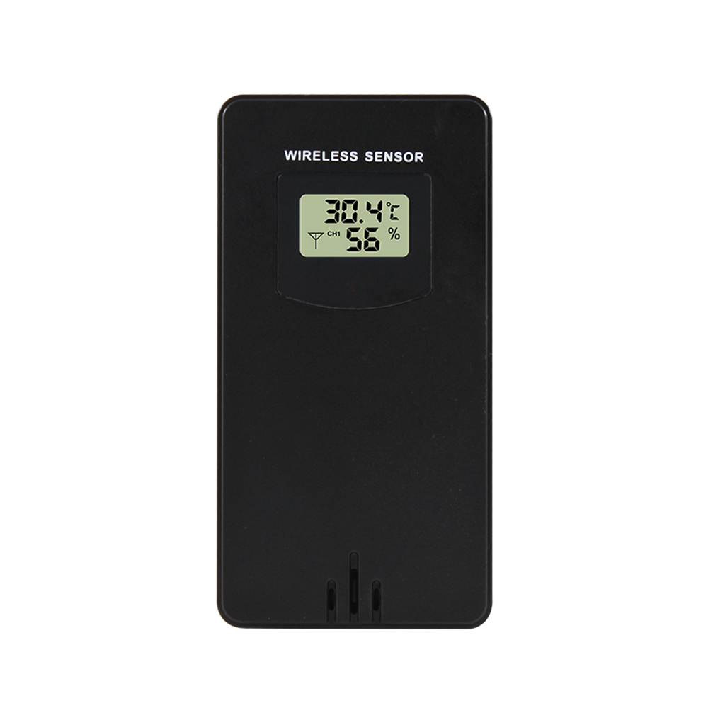 Multifunctioneel weerstation Wekker Touchscreen Thermometer Hygrometer Draadloze sensor Zonsopgang Zonsondergang Hygrothermograaf: Black