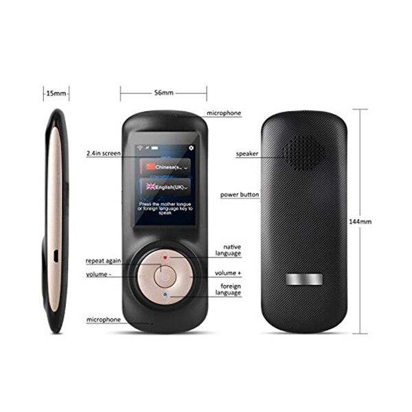 Instant Voice Taal Vertaler Apparaat, smart Twee Manier Wifi 2.4Inch Touch-Screen Draagbare Vertaling Voor Leren Reizen Busine