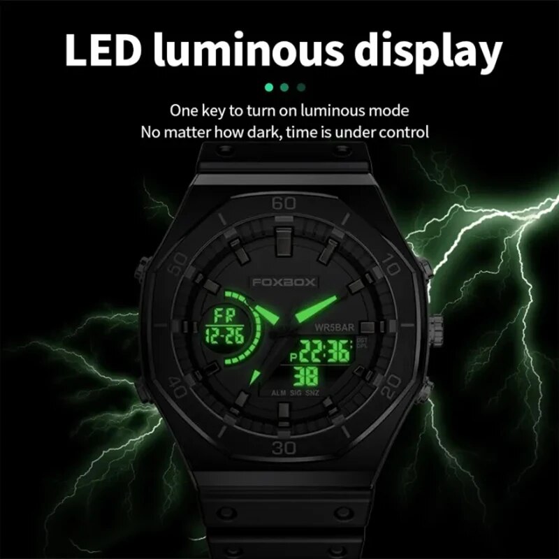 dual display uhren für männer casual sport chronograph quarz großes zifferblatt armbanduhr silikon wasserdicht digitaluhr