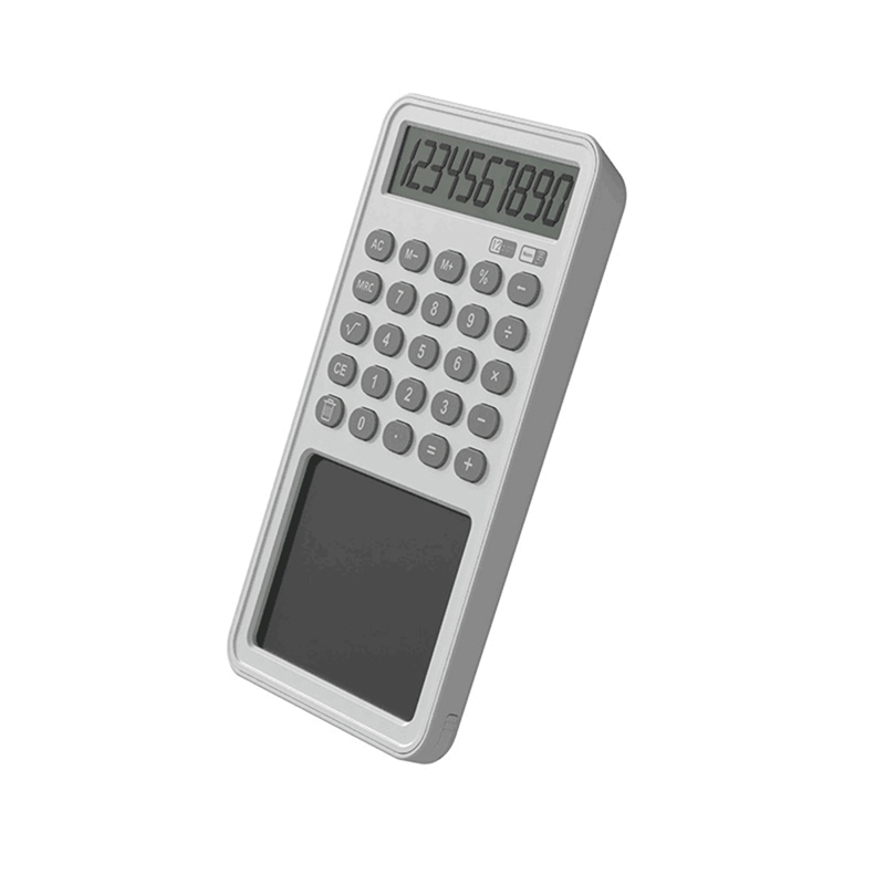 Calculadora con pantalla de 12 dígitos, Bloc de notas LCD, tableta de escritura, tablero de dibujo básico con lápiz óptico, botón de borrado: Blanco