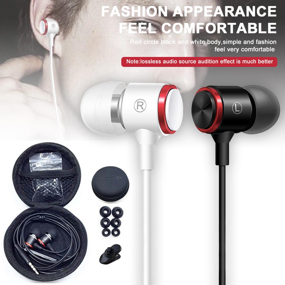 Słuchawki basowe douszne stereofoniczny 3.5mm słuchawki sportowe z wbudowanym kontrolerem i mikrofonem