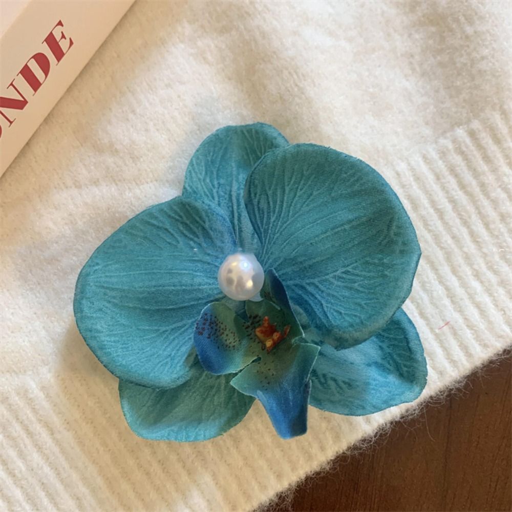 Pince à cheveux fleur rose, coiffure orchidée, épingle à cheveux, ornement, barrettes latérales, bohème, patients, accessoires pour cheveux: GRIS